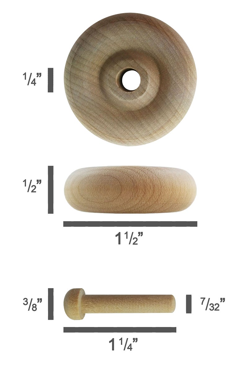 Maple Landmark Wood Wheels - 100 Pack with Free Axle Pegs - Made in USA (1.5" Diameter) - Image 3